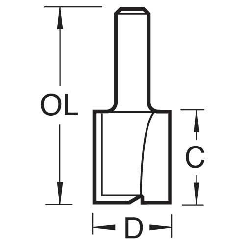 TREND 3/61X1/4TC TWO FLUTE CUTTER 1/4 INCH SHANK 10MM DIAMETER X 25MM