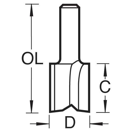 TREND 3/8LX1/4TC TWO FLUTE CUTTER 1/4 INCH SHANK 12MM DIAMETER X 19MM