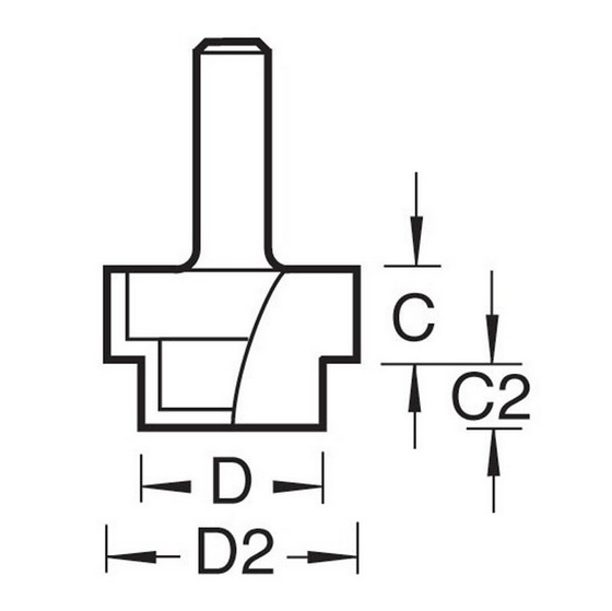 TREND 36/19X1/4TC REBATER RECESSING CUTTER 19MM DIAMETER