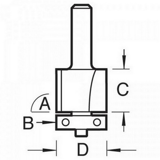 TREND 46/05X1/4TC 1/4" SHANK TCT 2 FLUTE GUIDED TRIMMER BIT 6.3mm