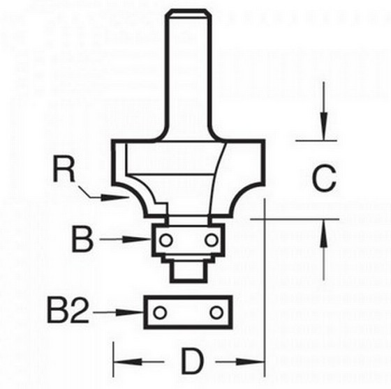TREND 46/150X1/4TC 1/4" TCT GUIDED OVOLO CUTTER 12.7mm RADIUS
