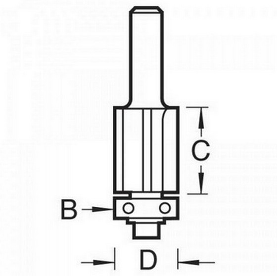 TREND 46/80X1/4TC 1/4" TCT  3 FLUTE GUIDED TRIMMER BIT 12.7mm