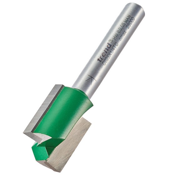 TREND C025X1/4TC TWO FLUTE 15.9MM DIA X 19.1MM CUT