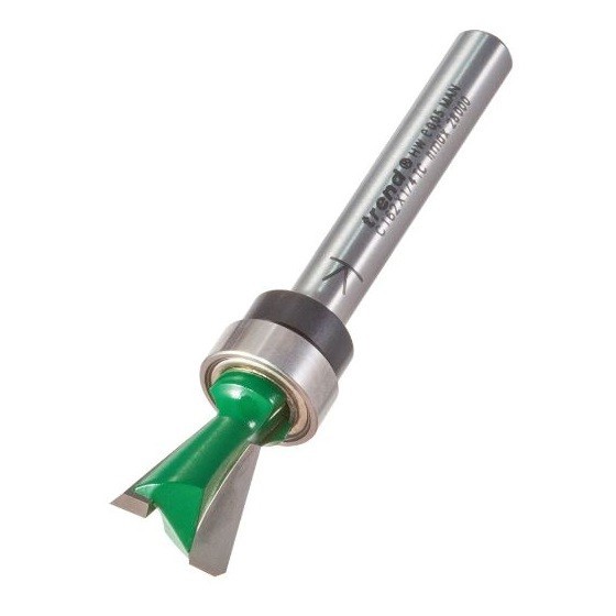 TREND C162X1/4TC SHANK MOUNTED BEARING GUIDED DOVETAIL CUTTER TCT ROUTER BIT 1/4 INCH SHANK 12.7MM DIAMETER