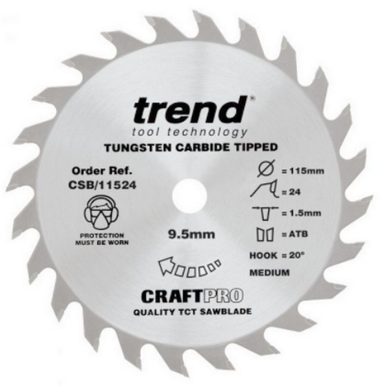 TREND CSB/11524 CRAFT TCT SAW BLADE 24T X 9.5 X 115MM