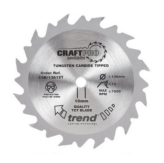 TREND CSB/16524TC CRAFT SAW BLADE 165MM X 24T X 15.88MM