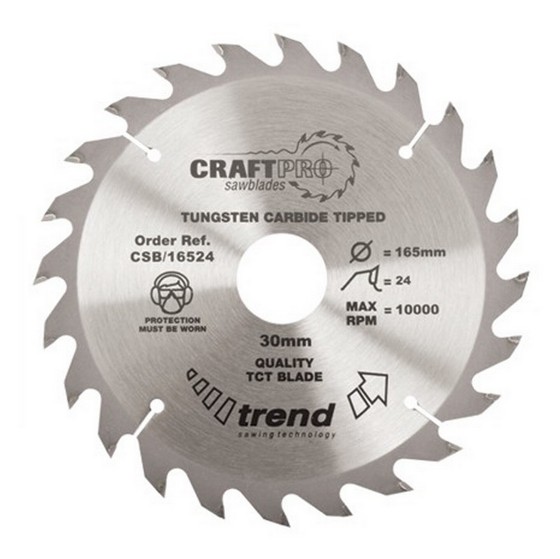 TREND CSB/18424 MEDIUM/COARSE FINISH TCT CIRCULAR SAW BLADE 184MM X 24T X 16MM