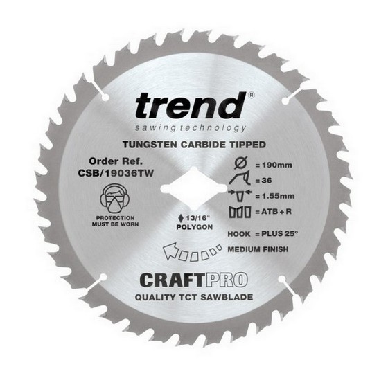 TREND CSB/19036TW WORMDRIVE CRAFT SAWBLADE 36TX190MM