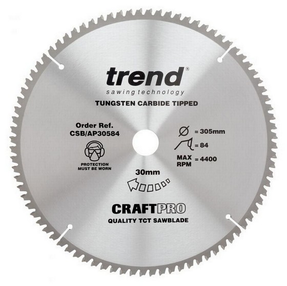 Trend CSB/AP30584 Craft Saw Blade 305mm x 84T x 30mm Alloy Plastic TCT