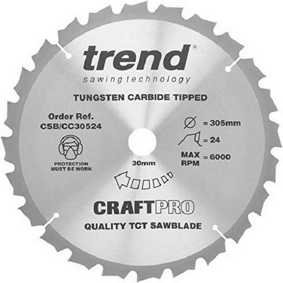 TREND CSB/CC30524 MITRE SAW CROSSCUTTING TCT CIRCULAR SAW BLADE 24Tx30x305mm