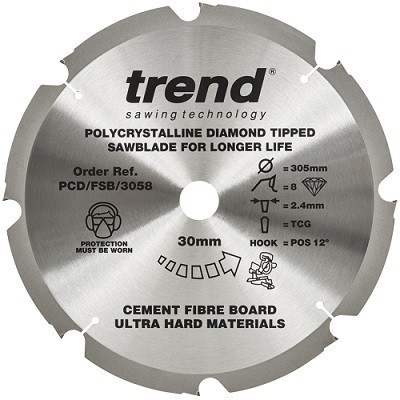 TREND PCD/FSB/3058 PCD FIBRE CEMENT SAW BLADE 8TX30X305MM