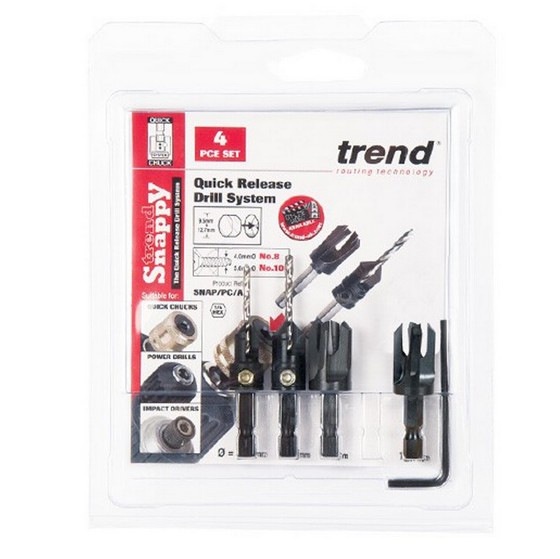 TREND SNAP/PC/A SNAPPY 4 PIECE COUNTERSINK & PLUG CUTTER SET